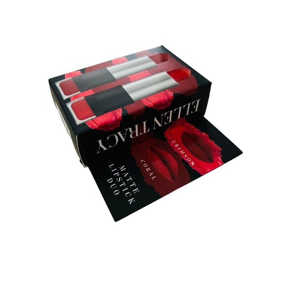 Ellen Tracy Matte Lipstick Duo Crimson Coral - Picture 3 of 3